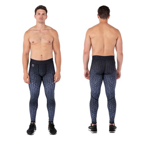 Kapow Meggings Performance Range - Mens Compression Leggings with Pockets for Sports, Athletic Workout Leggings (Carbon Fiber 1, M)