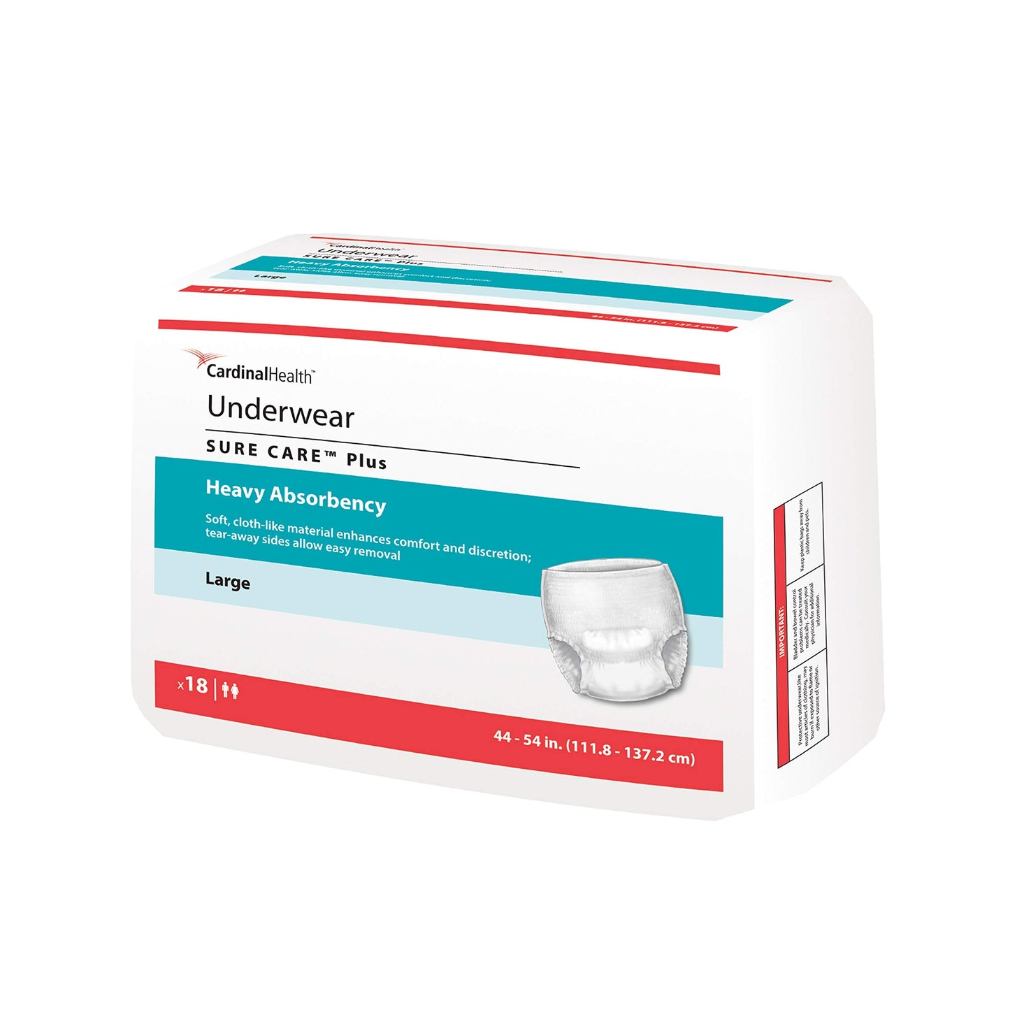 Cardinal Health™ 1615A Protective Underwear, Sure Care Plus, Heavy Absorbency, Large, Bag of 18
