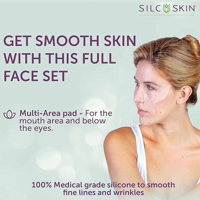Silcskin Facial Pad Multi Area Set Reusable Silicone Facial Patches For Eyes And Smile Lines, Spa At Home Holiday Beauty Gift For Women