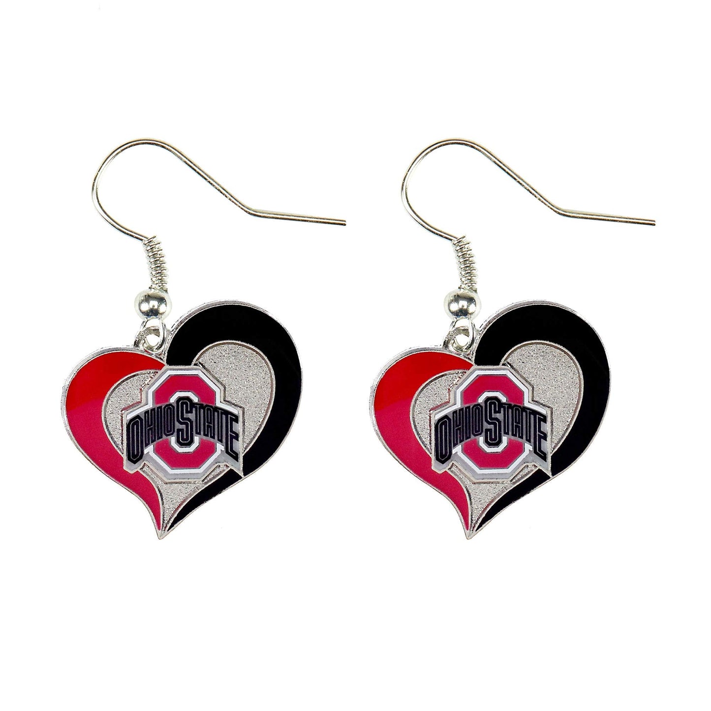 NCAA Ohio State Buckeyes Swirl Heart Earrings