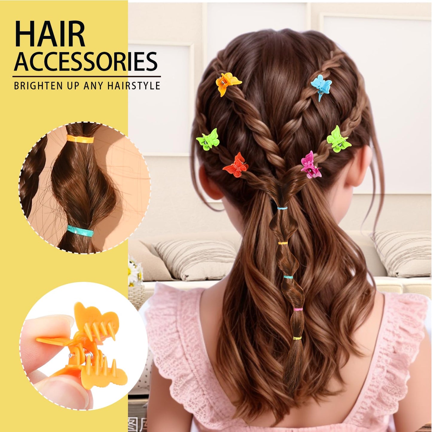 YGDZ Hair Accessories Set: Colorful Rubber Bands, Cotton Hair Ties, Ponytail Holders, Hair Clips with Organizer Box for Girls, Toddlers