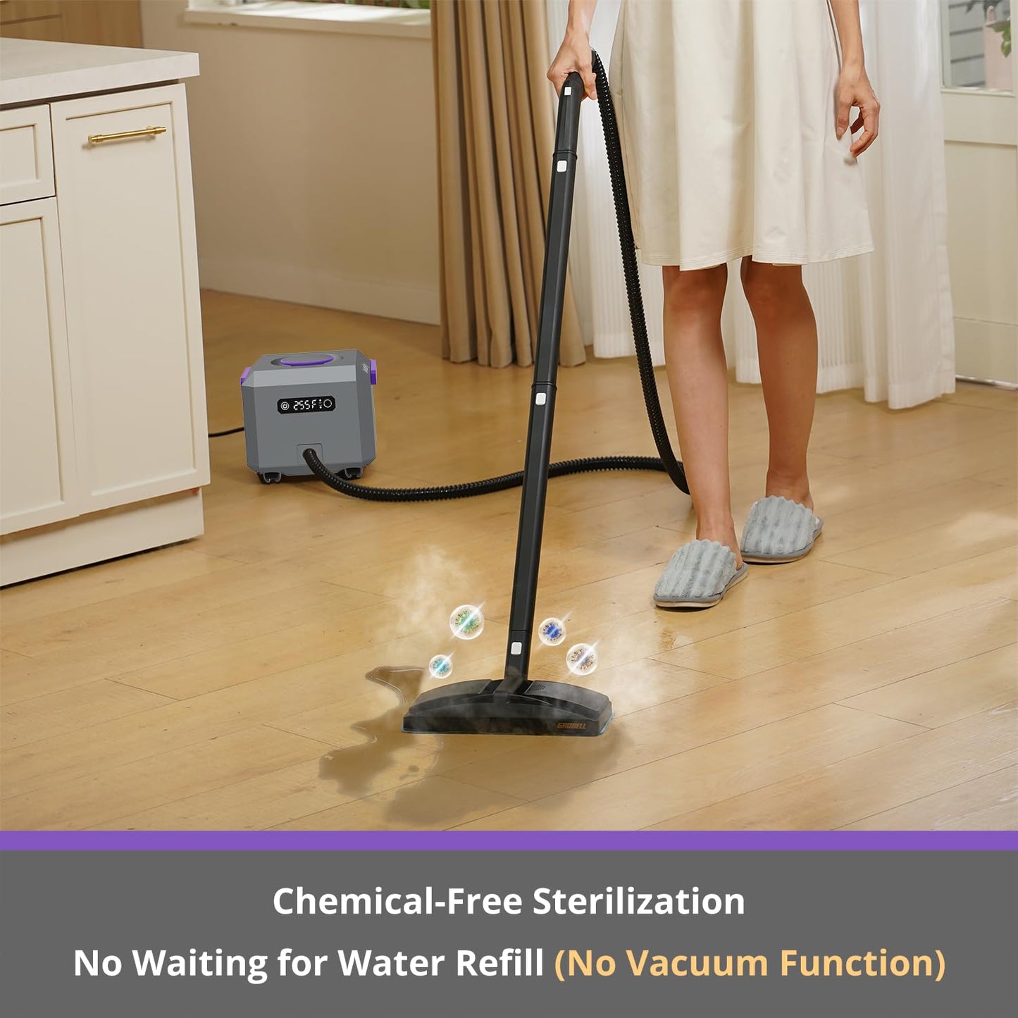 awasky Steam Cleaner 1650W, 50-Sec Heat-Up, 21-Piece Kit, Detachable Hose, Black, Model GB-160STEAM, Ideal for Home & Car