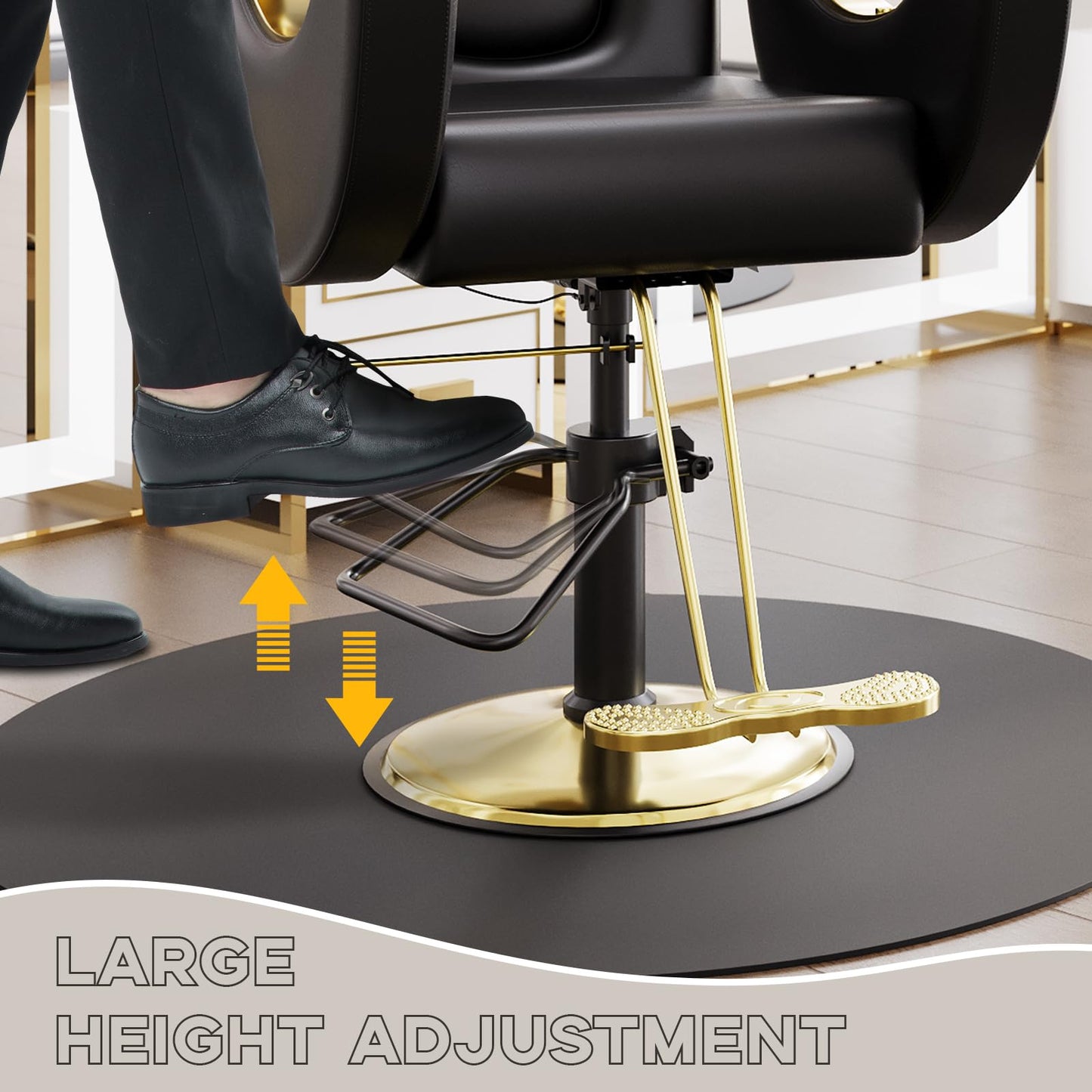 SierraSquad Reclining Barber Salon Chair – 360° Swivel Hydraulic Styling Chair with Heavy Duty Pump, Professional Hairdressing Seat for Barbershop, Home Spa, Salon – Black