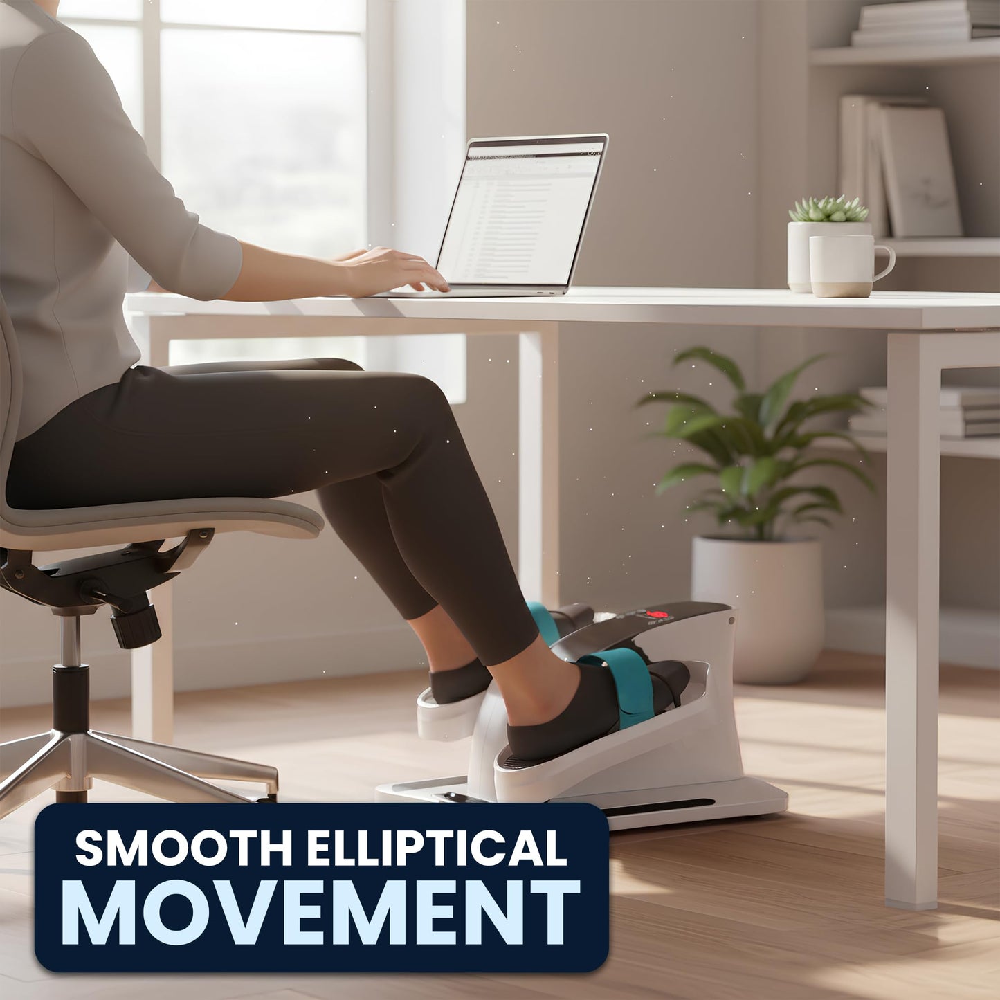 Under Desk Elliptical Machine – Electric Seated Pedal Exerciser for Seniors & Adults, Quiet Ellipse Leg Exerciser with 12-Speed Corded Electric Control, Remote, LCD Foot Pedals for Home Office Workout