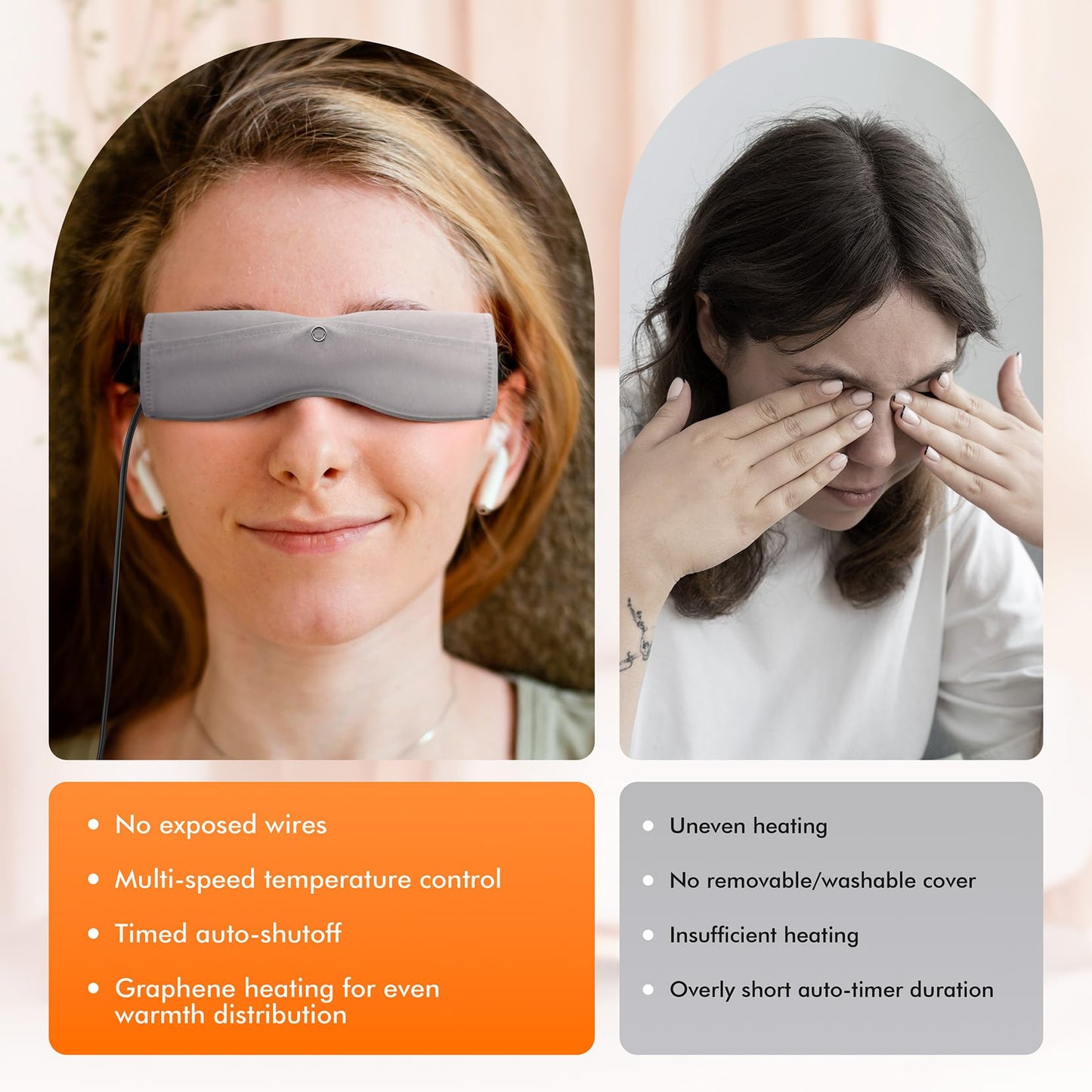 Heated Eye Mask – Warm Compress for Dry Eyes, USB Electric Heating Pad for Stye & Chalazion Eye Treatment, Eye Sleep Mask for Dark Circles and Puffiness Relief (Pink)