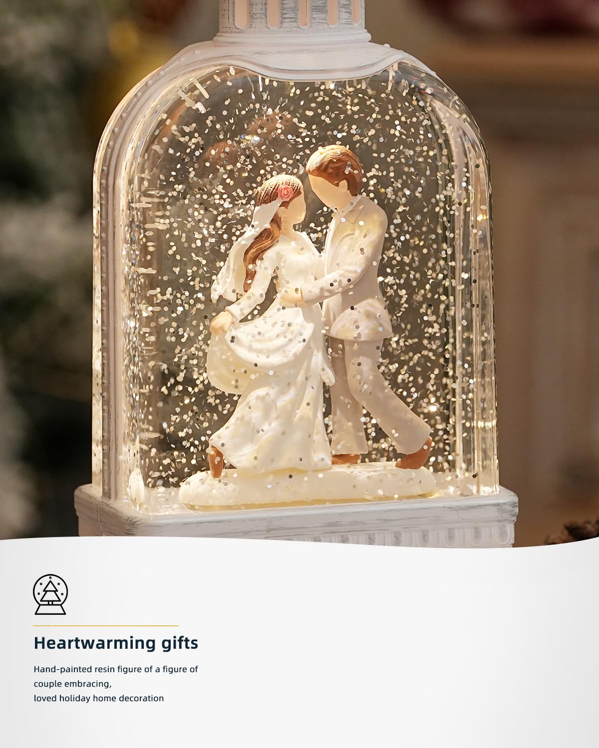 Wedding Gifts Lighted Snow Globe with 6H Timer,Promise Couple Engaged Commemorative Newlywed Remembered Snow Globe for Women,Christmas