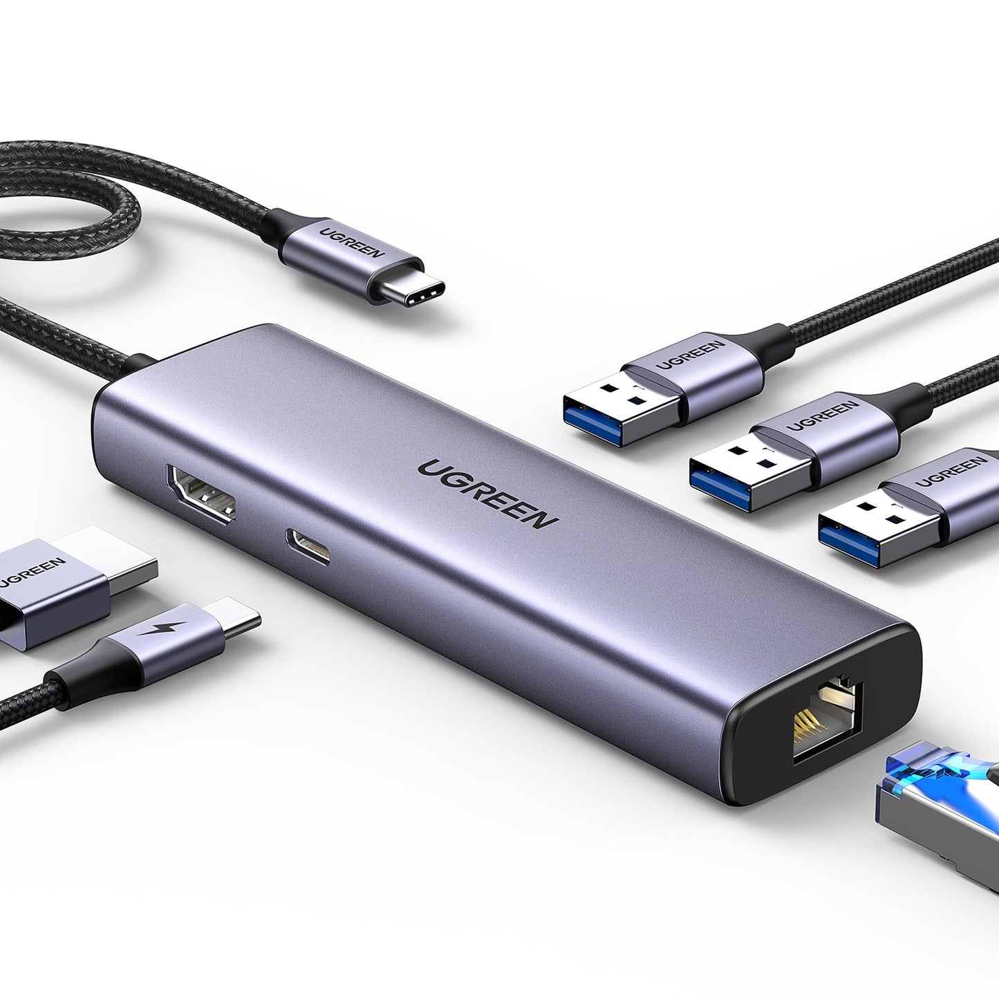 Ugreen Revodok 6 In 1 Usb C Hub Gigabit Ethernet Adapter With 4K Hdmi, 100W Pd Charging, Usb A Data Ports Compatible With Mac M1
