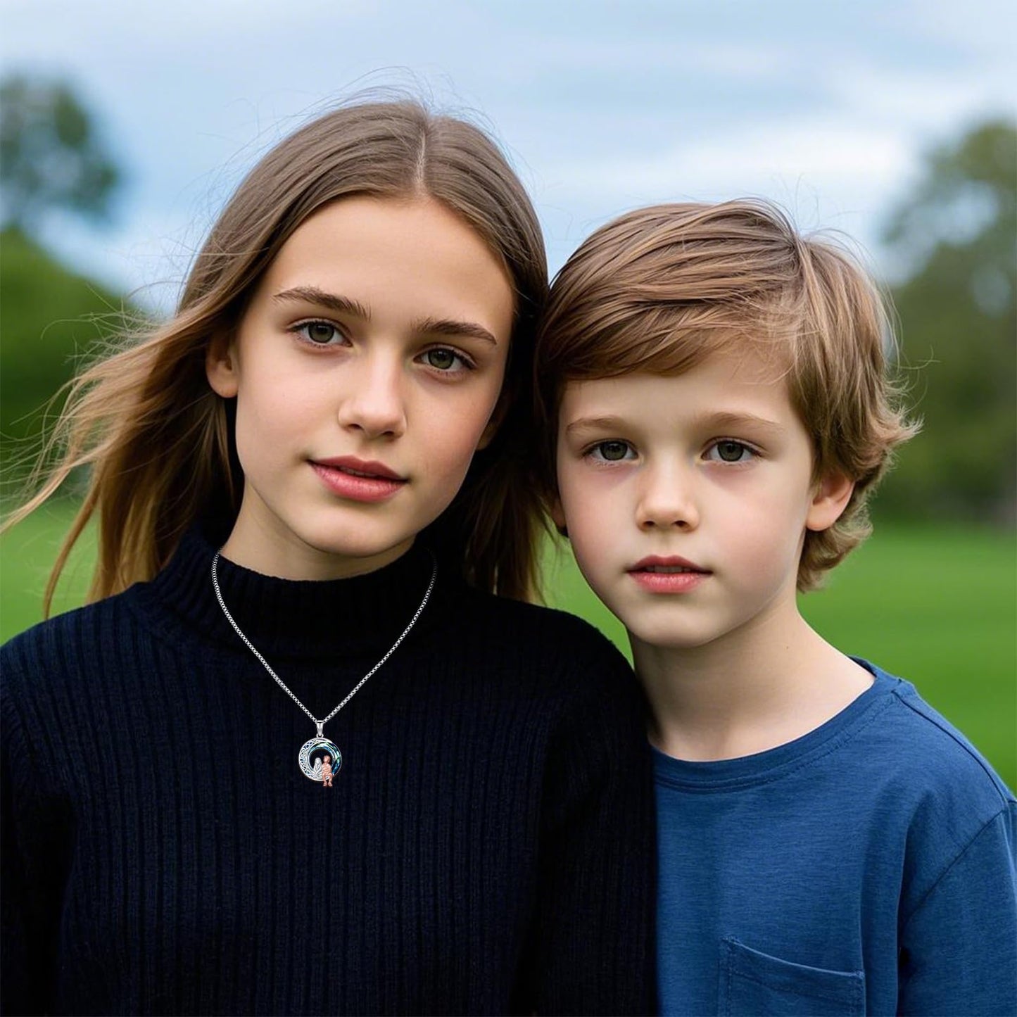 JUSTKIDSTOY Sisters Gifts from Brother Sterling Silver Brother and Sister Necklace Crystal Pendant Jewelry Sister Gifts for Birthday Graduation