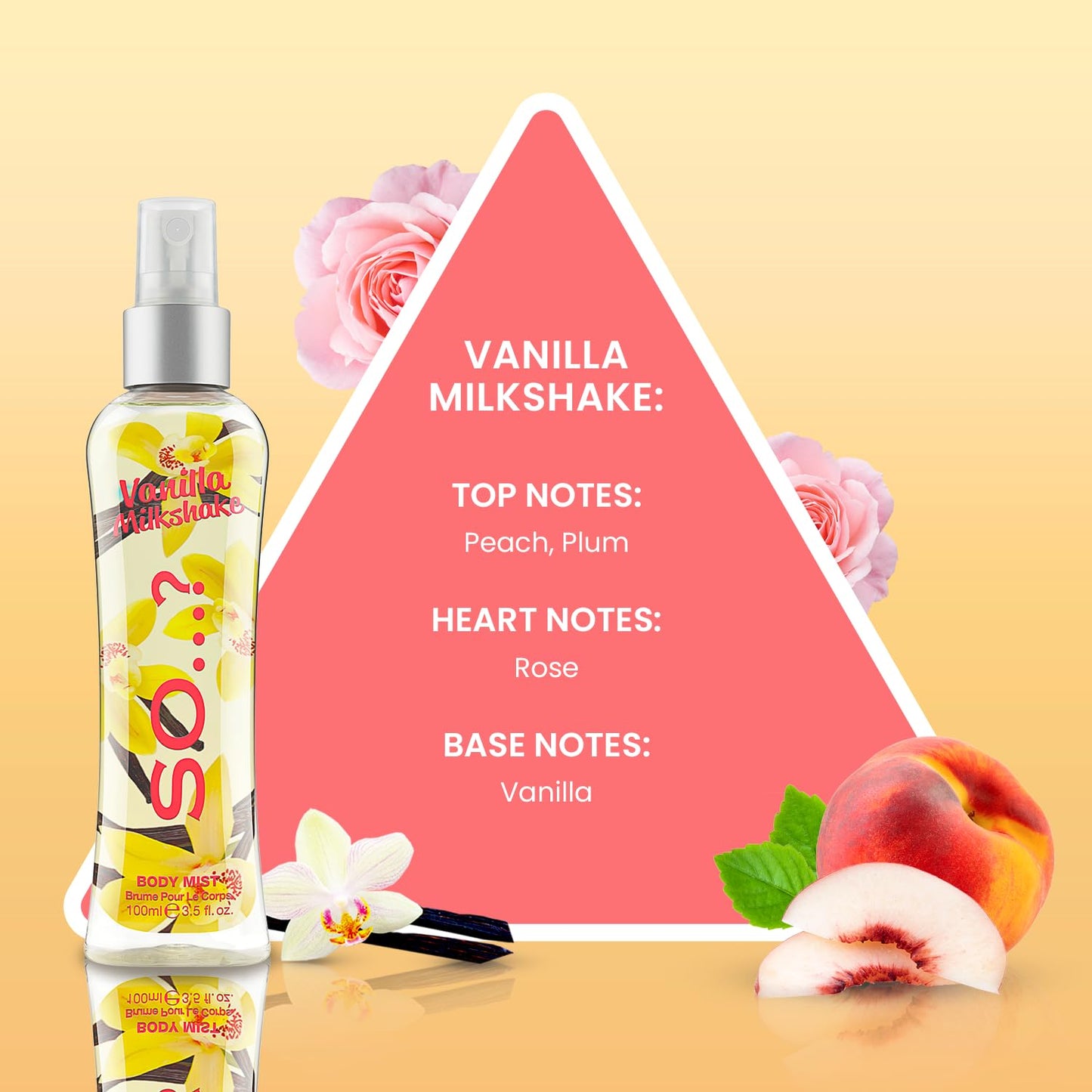 So...? Vanilla Milkshake Body Mist - Vanilla Perfume with Peach, Plum, Rose Notes - Ideal Gifts for Women - Long-Lasting Perfume for Women - 3.5 oz