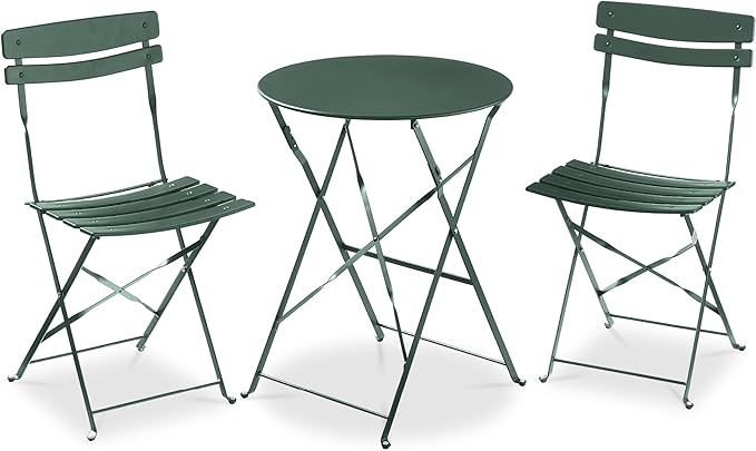 Best Choice Products 3-Piece Bistro Set, Space Saving Folding Design, Solid Steel, Outdoor Patio Furniture Set w/ 2 Chair...