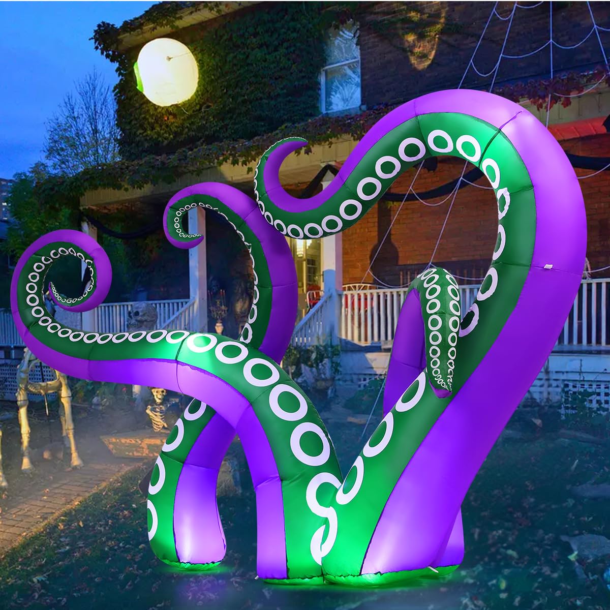 GOOSH 7.2 FT Halloween Inflatables Octopus Outdoor Decorations Blow Up Yard with Built-in LEDs for Window Garden Lawn Indoor Party Decor