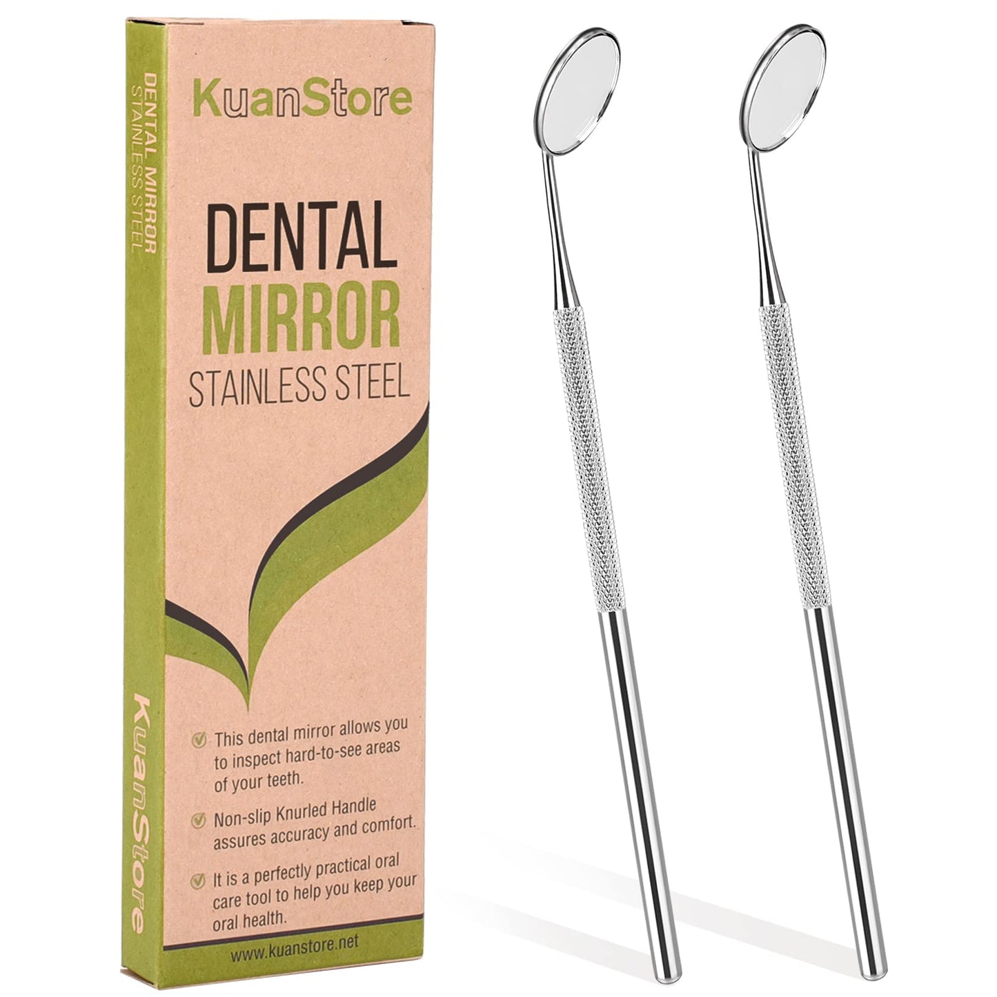 Dental Mirror Stainless Steel with Handle 6.5", Dentist Tool for Teeth Cleaning Plaque, Mouth Inspection, Lash Extension Mirror, Eyelash Extensions Dental Mirror Inspect Instrument Makeup - Pack of 2