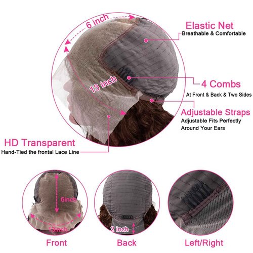 Chocolate Brown Deep Wave Lace Front Wigs Human Hair 13X6 Lace Front Wigs Human Hair Pre Plucked 180% Density HD Transparent Lace Frontal Wigs For Women Colored Deep Curly (Chocolate Brown, 24 Inch)