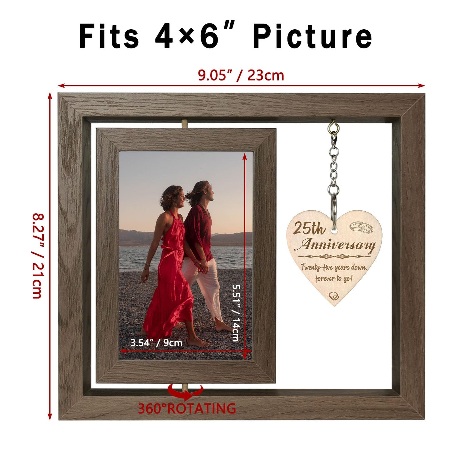 EYITUPC 25 Year Wedding Anniversary Picture Frame Gifts, 25th Anniversary Frame Gifts for Couple Wife Husband (Display Two 4x6)