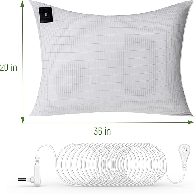 Groundingtop Grounding Pillowcase King with 10% Silver Fiber+90% Cotton Conductive Grounding Pillow Case 20x36in Silver Fiber Grounding Sheet Improve Sleep Anxiety Relief White 1pc