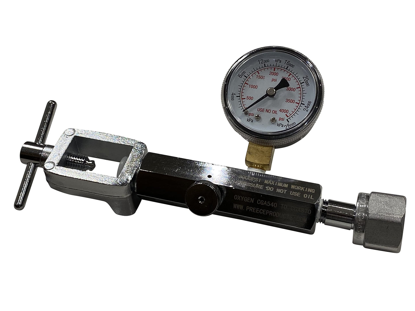 Oxygen Transfill Transfiller Adaptor CGA540 to CGA870 with Bleed Valve Medical Dental Aviation