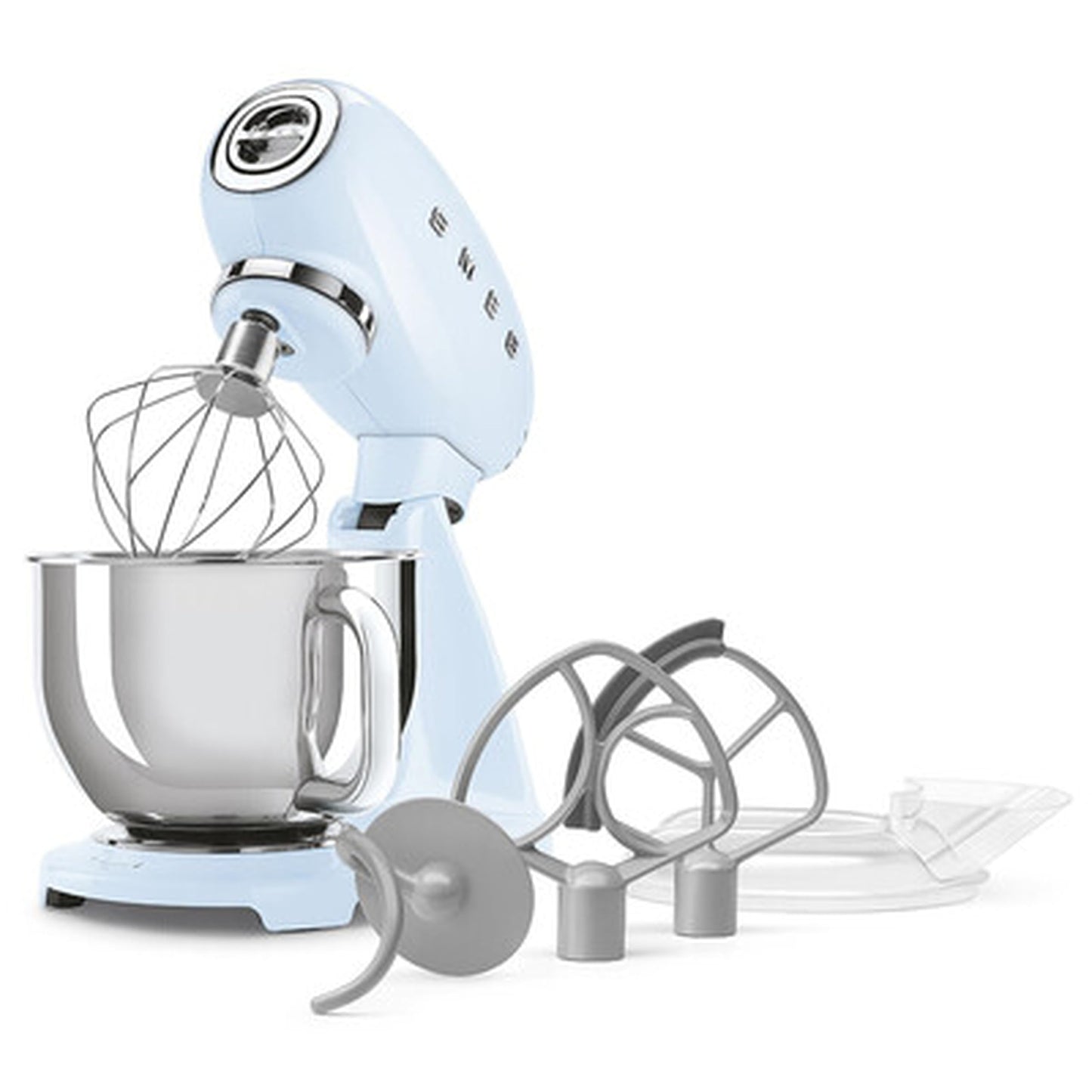 SMEG SMF05 Forte 5-Qt Stand Mixer with 750W Motor, Smooth Start & SteadyMix, Flex Edge Beater, 10 Speeds, Stainless Steel Bowl – Retro 50’s Style Planetary Mixer for Dough, Baking & Desserts-Blue