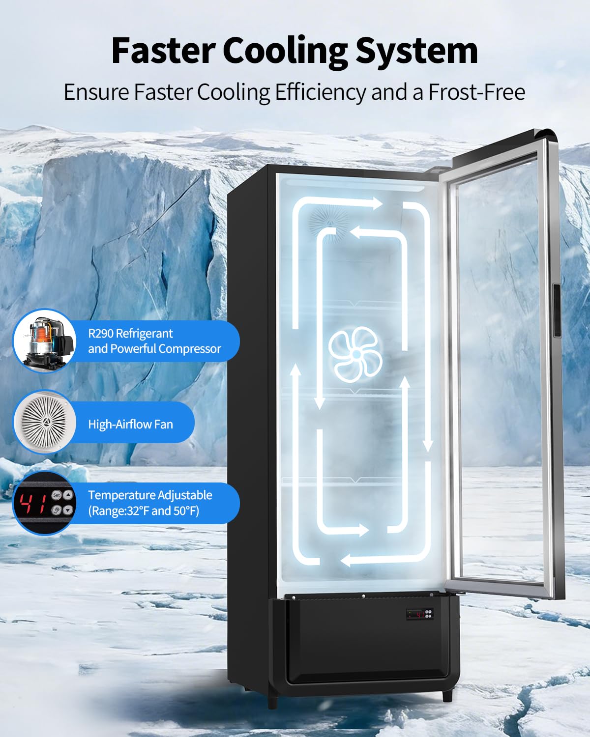 8.37 Cu. Ft Commercial Beverage Refrigerators, Drink Fridge with Glass Door & LED, 3 Adjustable Shelves Holds 228 Cans, Outdoor Display Fridge for Bar, ETL, DOE, and NSF certified
