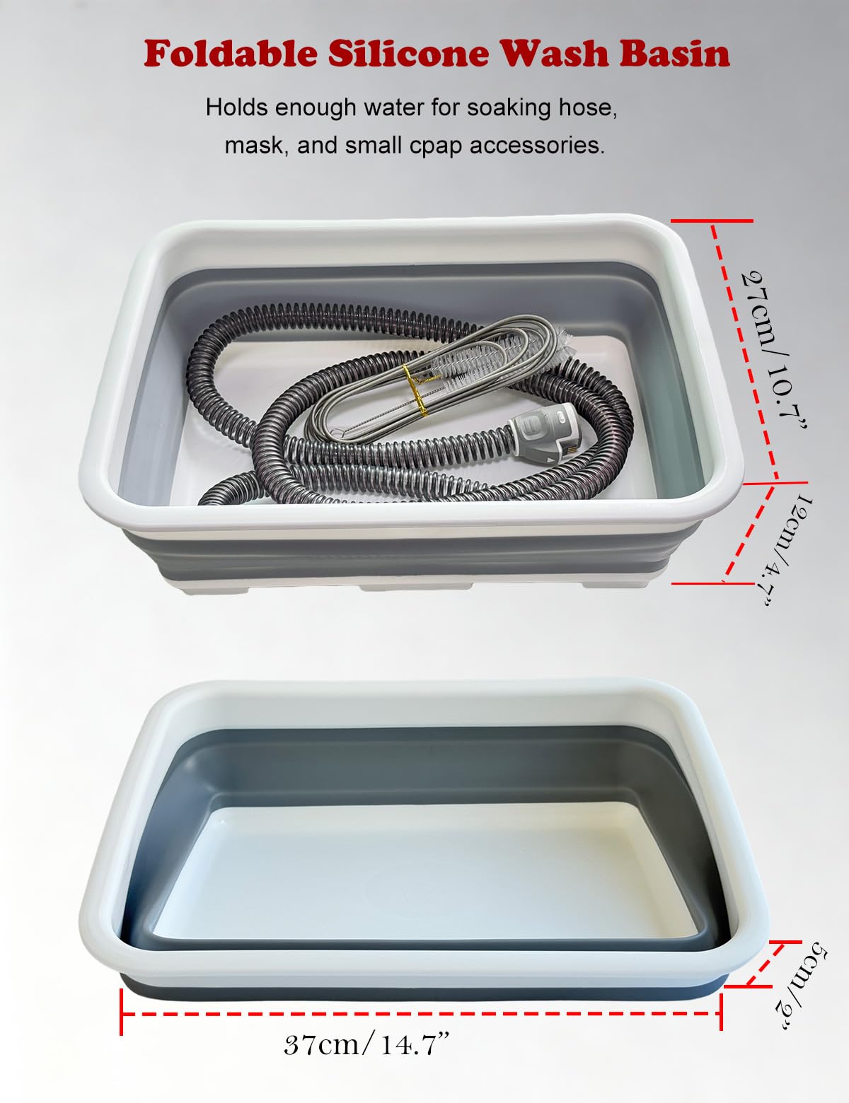 Theradaily CPAP Cleaning Kit for Hose and Mask, Cpap Machine Supplies Cleaner Includes Tube and Mask Cleaning Brush, Foldable Wash Tub, Hose Drying Hanger - Compatible with 22mm and 15mm Tubing