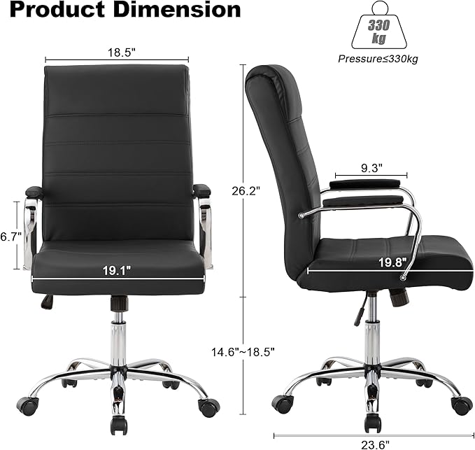 BOWTHY Office Desk Chair,Modern Leather Conference Room Chairs,High Back Ergonomic Home ofiice Chair,Adjustable Height Swivel Executive Computer Chair with Padded Seat and Armrest