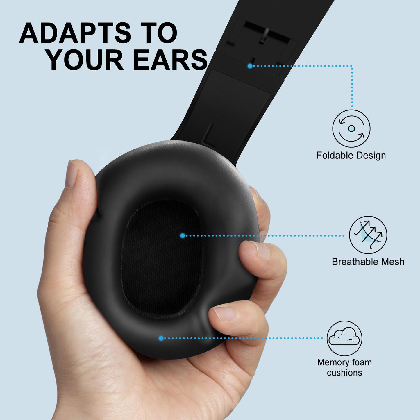 Fisher Active Noise Cancelling Headphones, Over Ear Wireless Bluetooth 5.3 w Microphone, Lightweight Comfortable Headset for Home Travel, 16H Playtime, Rechargeable, Hi-Res Sound Audio, Deep Bass