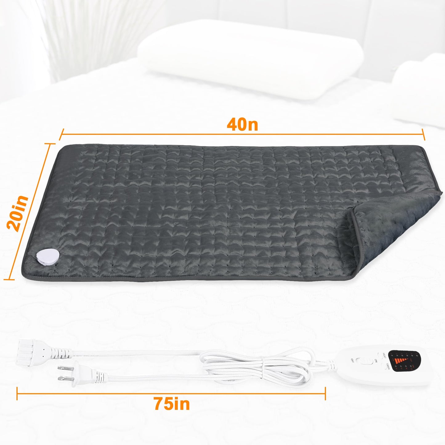 Deepsoon Heating Pad,Electric Heating Pads for Back,Neck,Abdomen,Moist Heating Pad for Shoulder,Knee,Arms,Legs,Dry/Moist Heat & Auto Shut Off,Christmas Gifts for Men and Women,Dark Gray,40x20 Inch