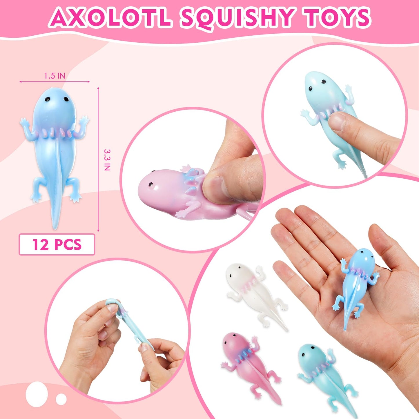 Vanblue Axolotl Party Favors Themed Birthday Party Decoration Goodie Bags Stuffers Pink Axolotl Birthday Supplies Toy Gift for Kids Treat Gift Bags Stuffers Pinata Filler Classroom Rewards