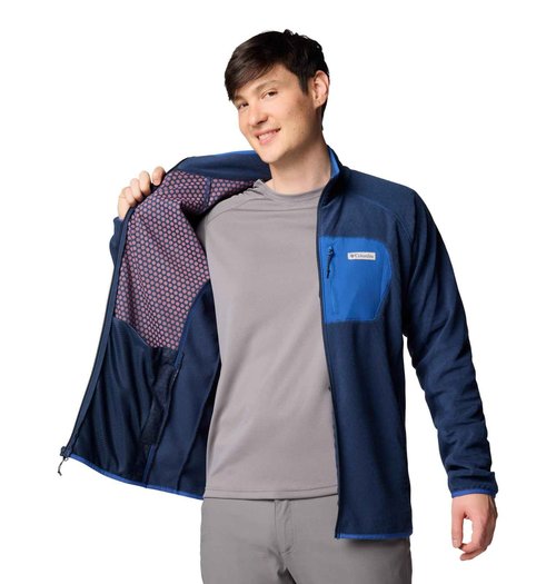 Columbia Men's Outdoor Tracks Full Zip II, Collegiate Navy/MTN Blue, Small