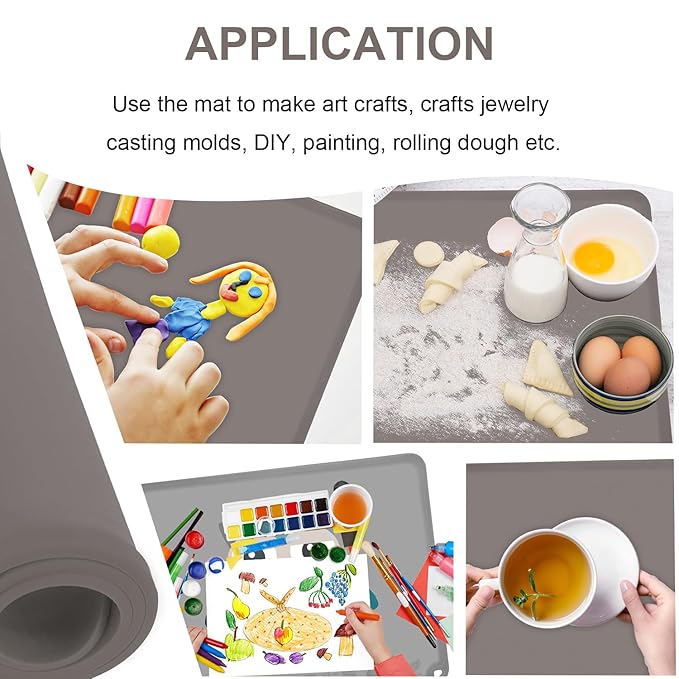 Silicone Placemats for Toddlers Thicker Version, Non-Slip Reusable Kids Placemats for Dining Table, Stain-Proof Baby Table Mat for Restaurants 4 Packs (Light Gray&Dark Gray)