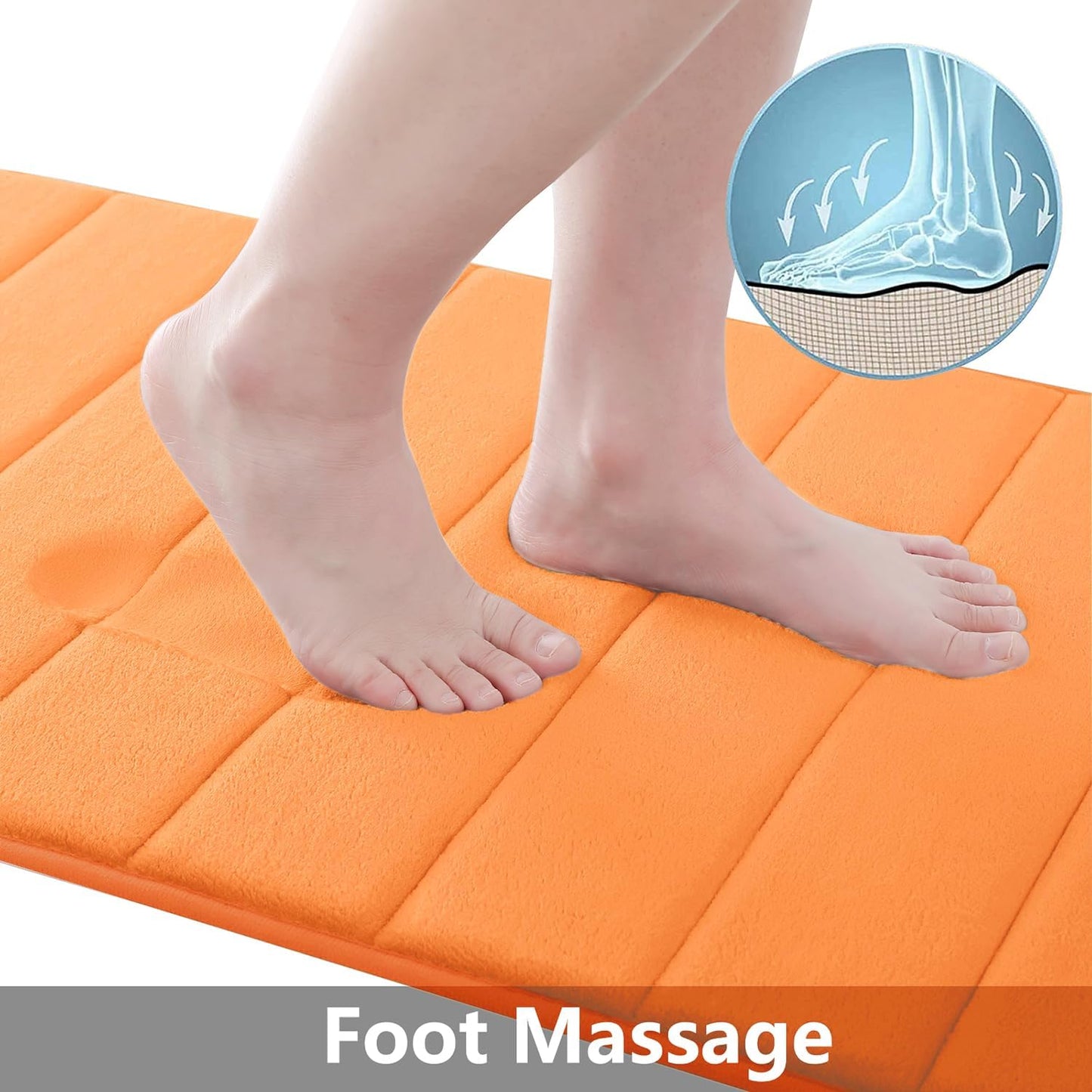 Buganda Memory Foam Bath Mat, 24" x 16", Ultra Soft and Non-Slip Bathroom Rugs, Water Absorbent and Machine Washable Bath Rug for Bathroom, Shower, and Tub, Orange