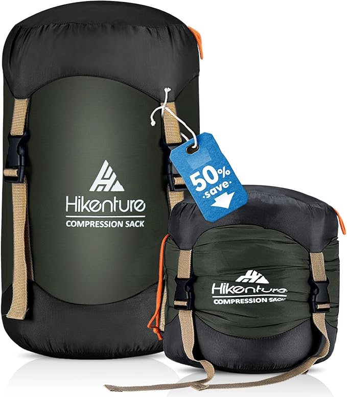 Hikenture Compression Sack for Sleeping Bag, Upgrade Anti-Tear Nylon Sleeping Bag Stuff Sack, 10L/14L/20L/30L Water-Resist...