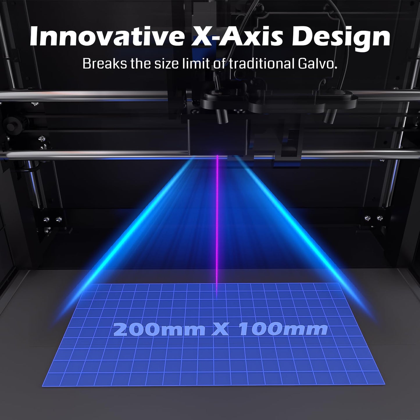 Genmitsu Kintix Laser Engraver 5W 5000mW, 90000mm/min Ultra Fast Galvo Laser with Auto-Lifting, 200x100mm Large Area for Jewelry, Metal, Wood, Compatible with LightBurn, APP Supported, Class 1 Safety