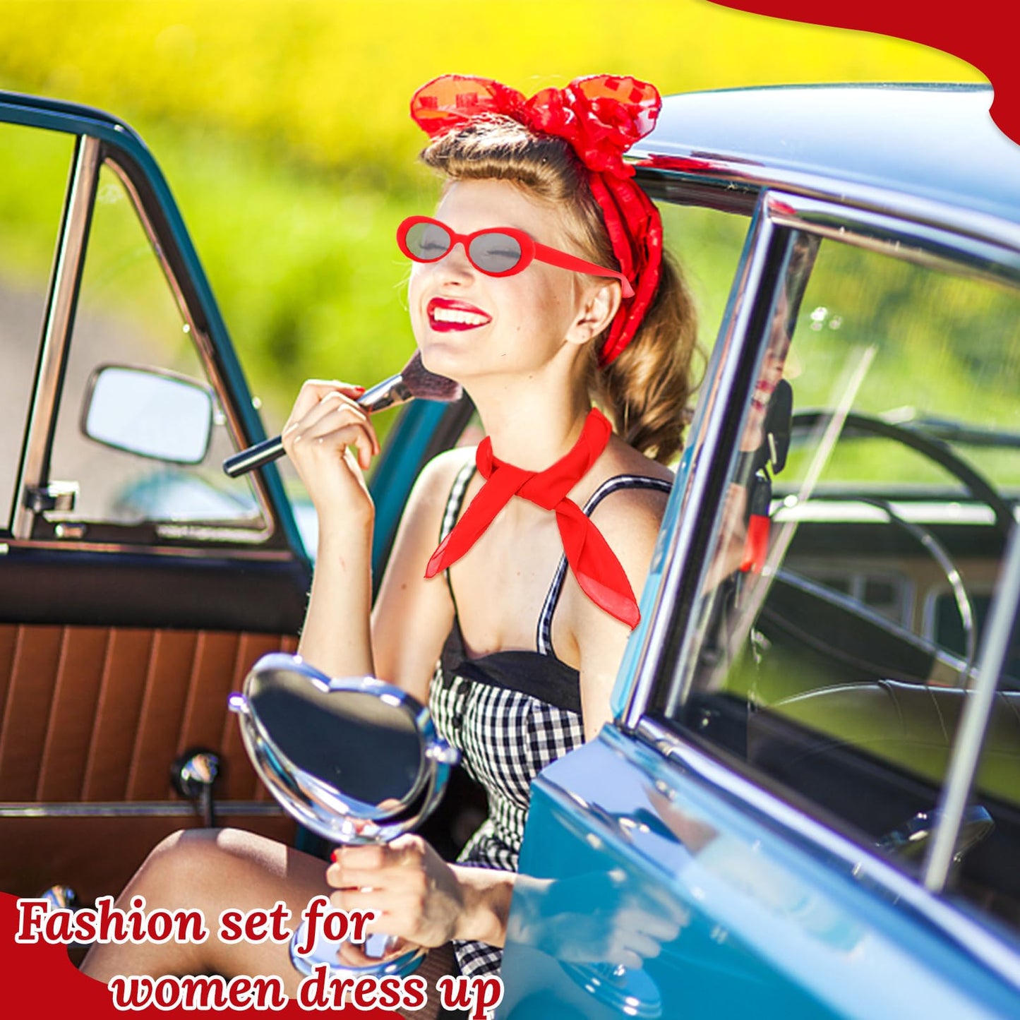 French Women set, Women Fancy Dress Costume Accessories Set French Artist Mime Kit with Red Beret Scarf Sunglasses Gloves for Cosplay Party Supplies Dress Up