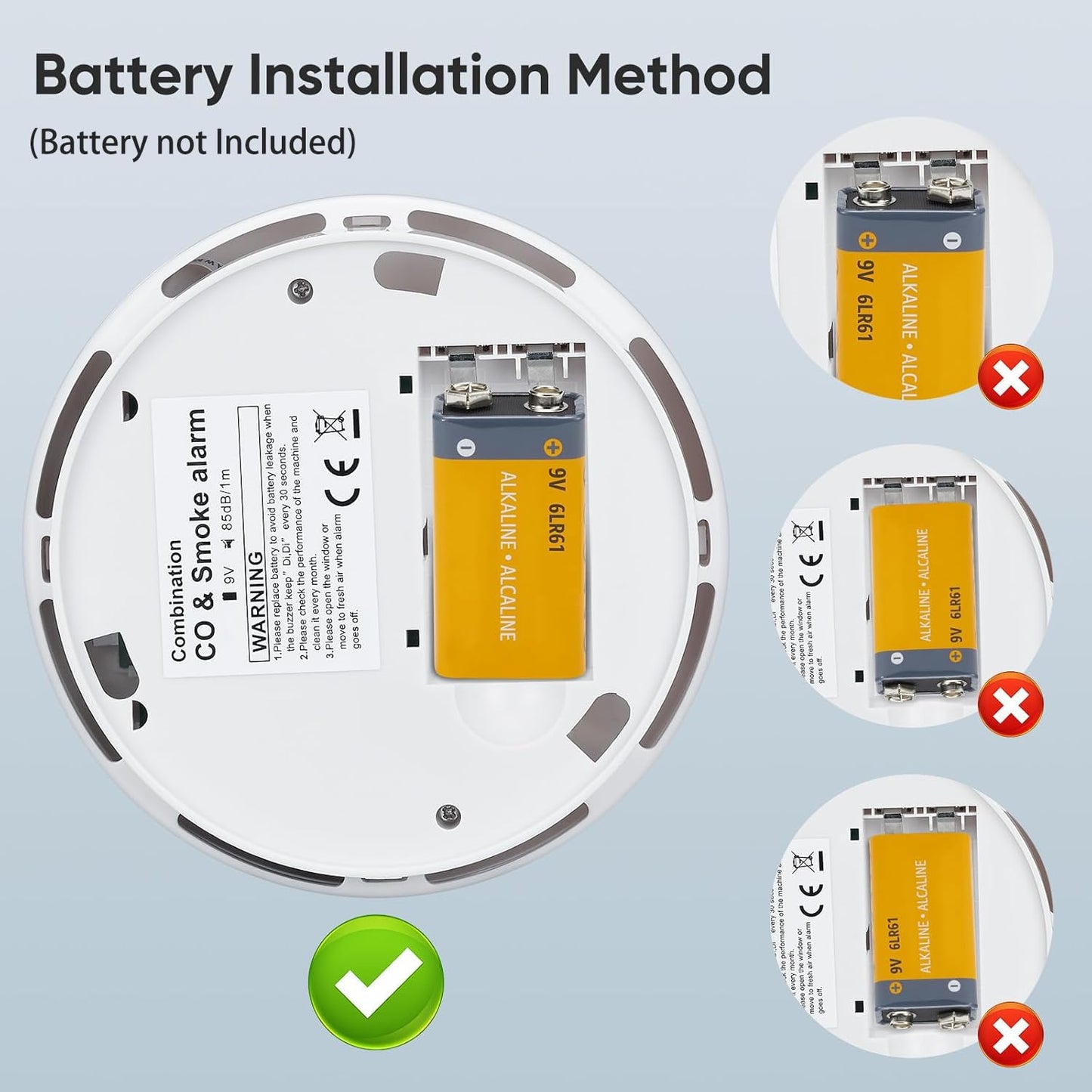 SHYEEH Smoke and Carbon Monoxide Detectors, Combination Smoke Alarm and Carbon Monoxide Detector Battery Powered, CO Detector Alarm with Sensitive Sensor, Sound Warning and LCD Display, CDR-803