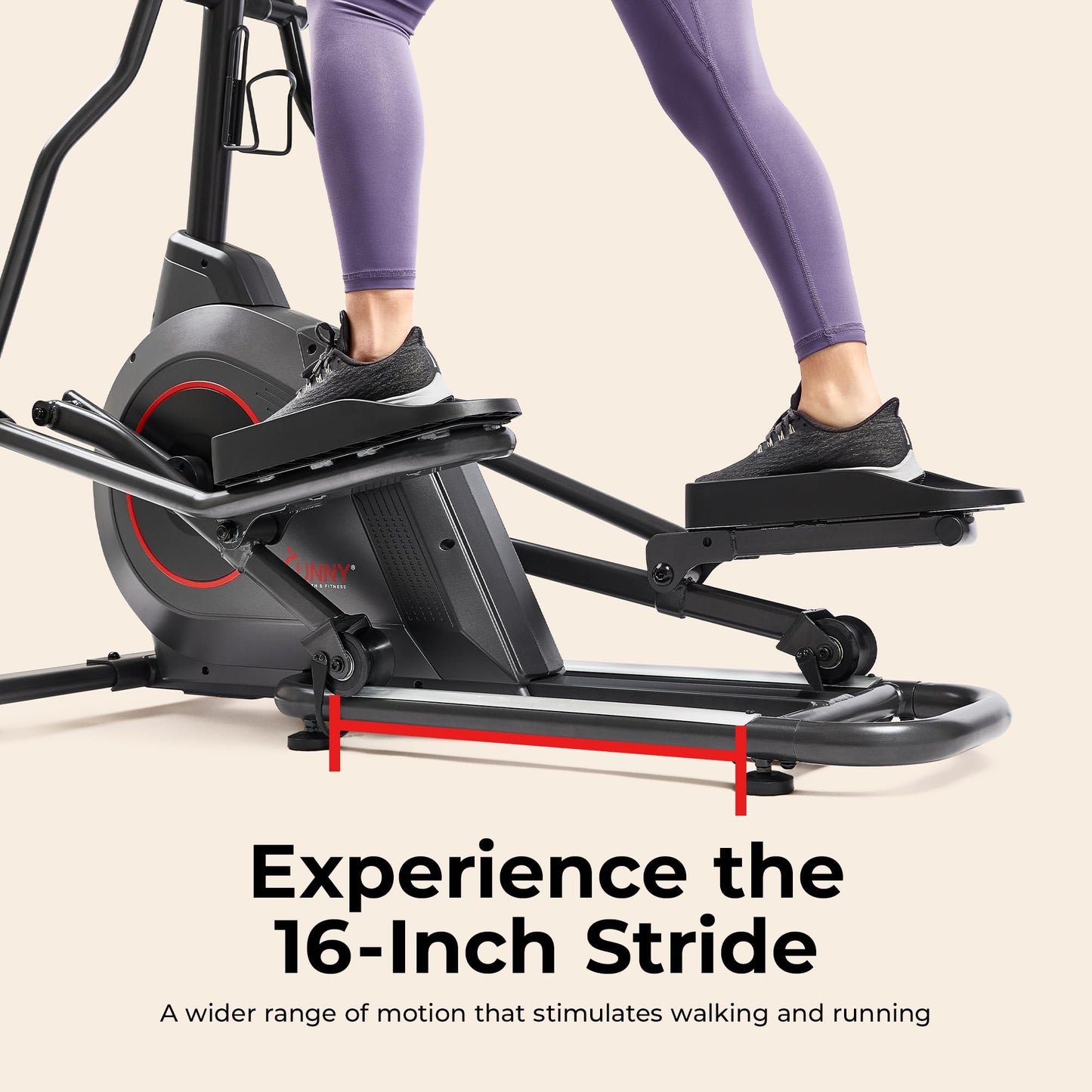 Sunny Health & Fitness Upright Magnetic Elliptical Exercise Machine w/Pulse Sensor for Full Body Cross Training Cardio Machine for Home, Optional Long Stride via Bluetooth and App Access Black