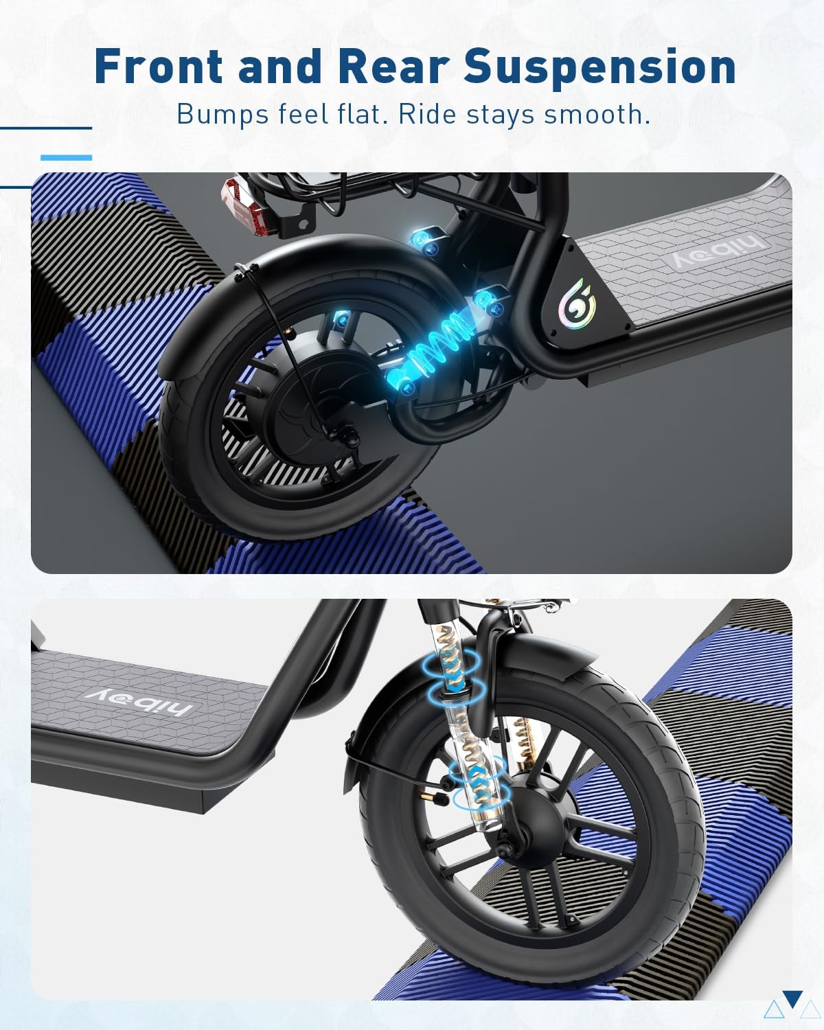 Hiboy Q2 Electric Scooter with Seat for Adults, 500W Peak Motor, 20MPH, 22 Miles Range, Foldable, Dual Suspension, Front & Rear Drum Brakes, Commuter E Scooter with Basket & Phone Holder, Pure Black