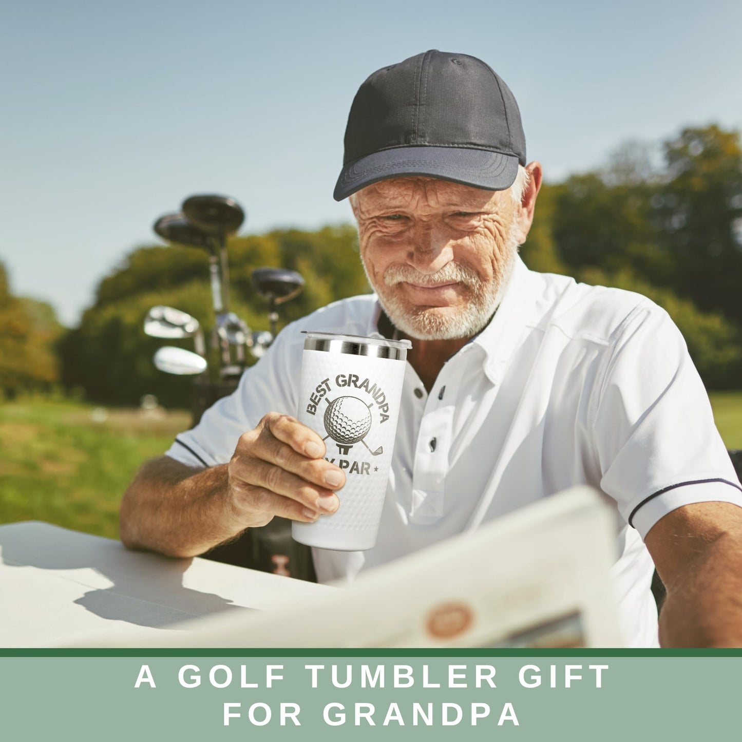 HUNIGIFT Grandpa Gifts - Fathers Day Gift for Grandpa by Par - Fathers Day Golf Gifts for Grandfather Golfer Men from Grandkids, Granddaughter, Grandson - 20 Oz Stainless Steel Tumbler