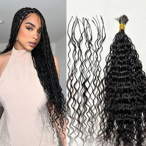 RHEANNA Pre-Divided Curly Bulk Human Hair For Boho Braids Loose Deep Wave Bulk Human Hair For Braiding Double Drawn Extensions (640 Roots)16inch/200g