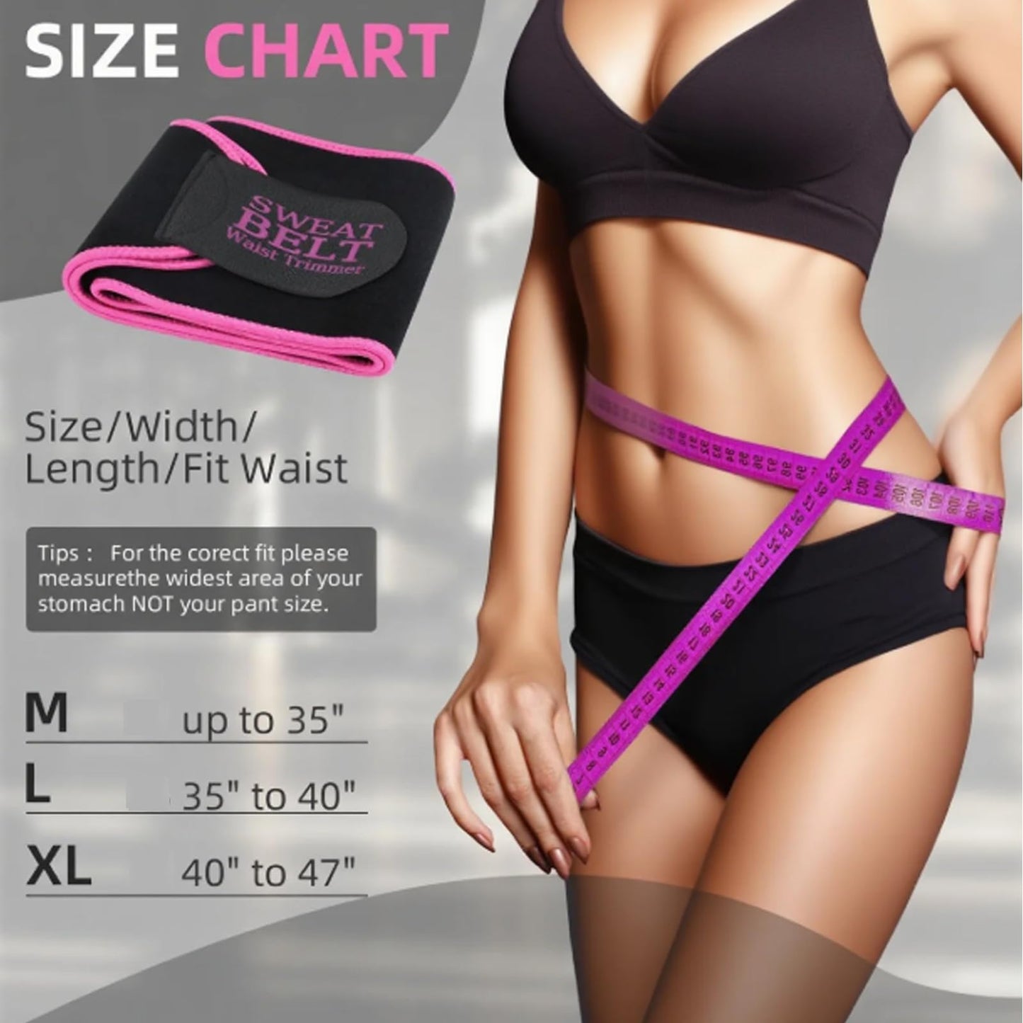 AMZBOSS Waist Trainer for Women Lower Belly Fat, Waist Sweat Band for Women, Belly Band Sweat Belt, Stomach Wrap, Body Shaper, Great Gym Accessories for Sauna, Working Out, Fitness, Large Black/Pink
