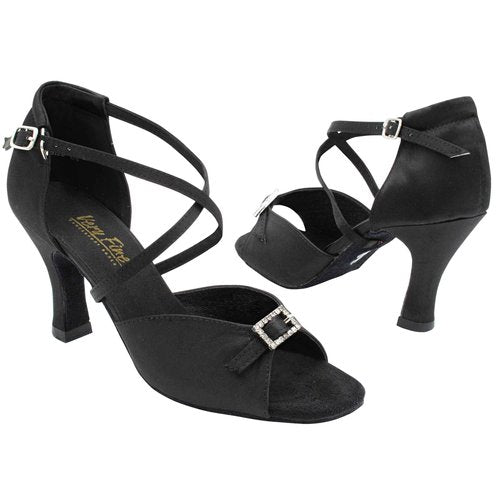 Very Fine Womens Dance Shoe CLC1636 Latin Salsa Ballroom Waltz Black Satin 3-inch Heel M 7.5