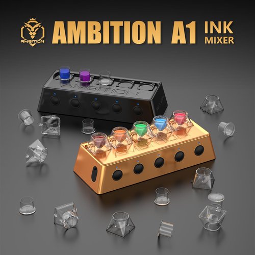 Tattoo Ink Mixer - Ambition A1 Wireless Colorant Mixer IP53 Waterproof 2400 mAh Battery Lab Vortex Mixer with 12pcs Color Cups, 200pcs Mixing Magnet Sticks for Tattoo Artists