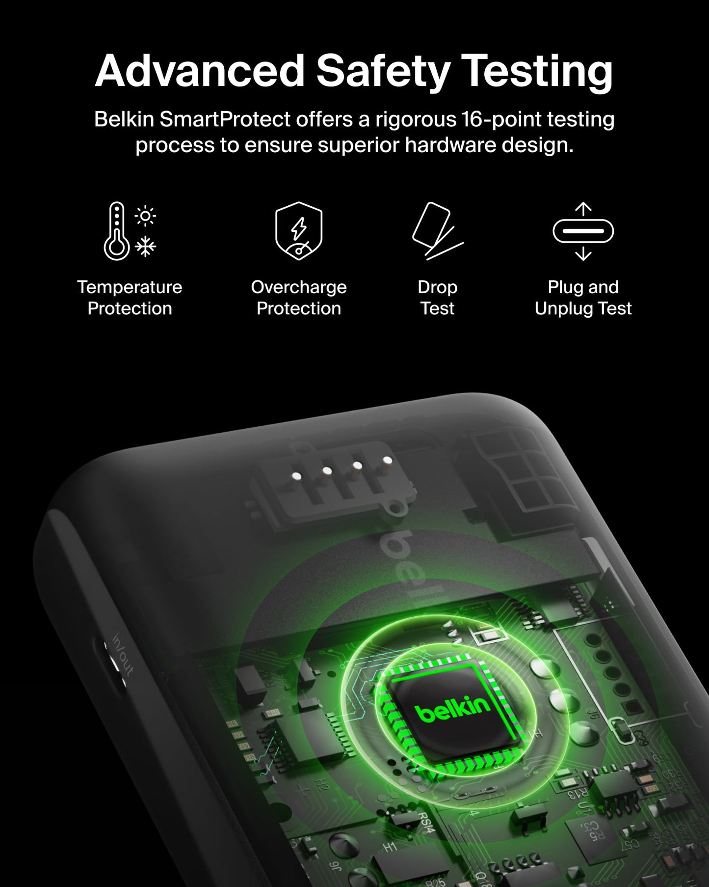 Belkin Portable Charger, Wireless Power Bank 15W 5000mAh w/ Qi2, MagSafe Charger + Built-in Pop-up Kickstand - iPhone 17, Air, Pro, Pro Max, AirPods, Apple Watch, Google Pixel 10, etc. - Black