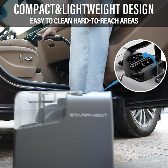 Portable Carpet Cleaner Machine with Steam and Heating Techology,18Kpa Powerful Suction with Versatile Tools for Pets, Couch,Spot Cleaner for Stairs/Furniture/Rug(Gray,3"&5"Hand Tool)