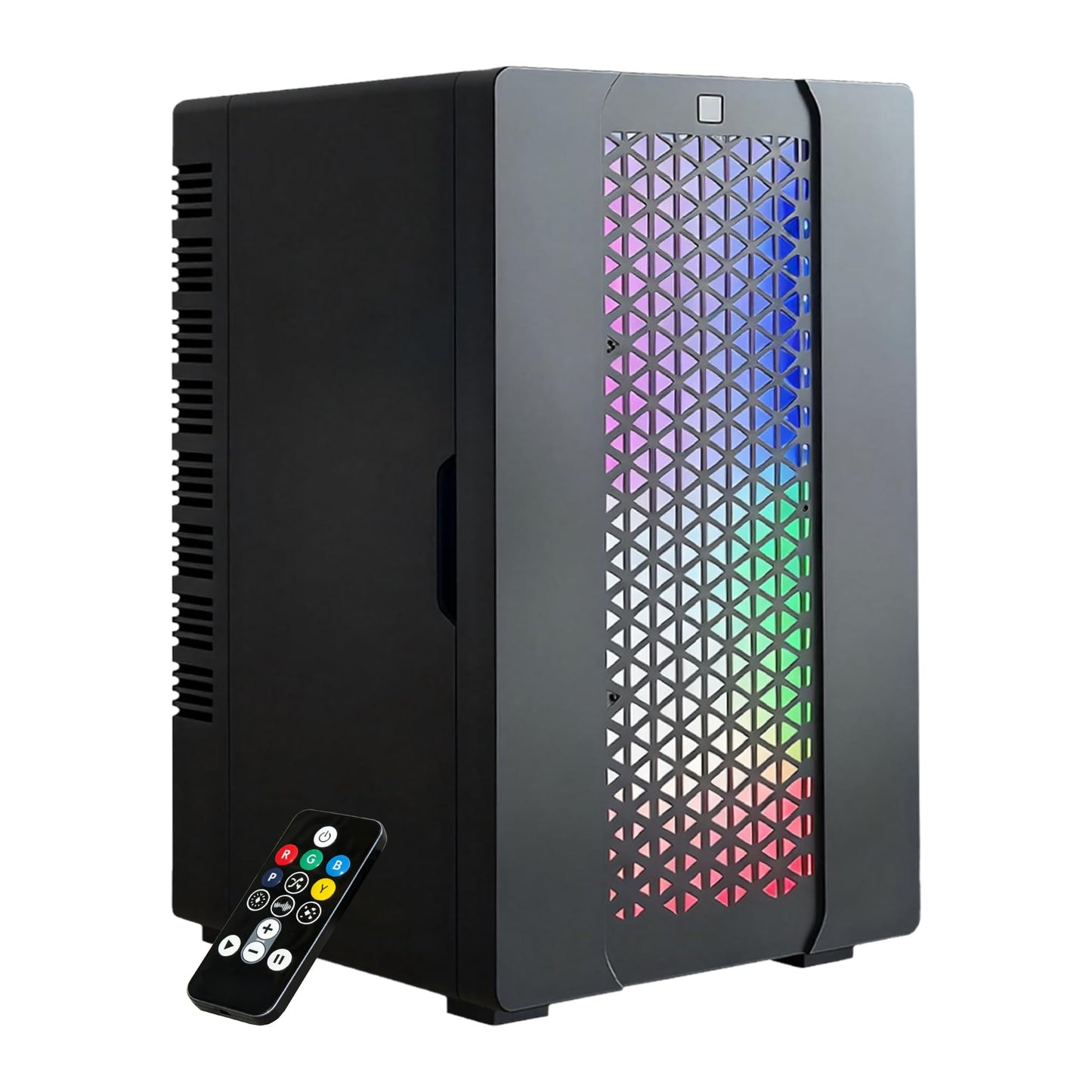 Mini Fridge, iceBlue 24 Display Modes Adjustable LED Light Gaming Mini Fridge, 10 Liter /4 Bottles Wine Fridge, Wine Cooler, Skincare Fridge with Remote Control for Bedroom, Office, Dorm, Gift (Black)
