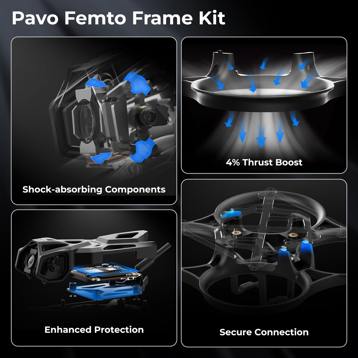BETAFPV Pavo Femto Brushless Whoop Quadcopter, 2S Pocket Drone with HD VTX Bracket for DJI O4 Air Unit, F4 2-3S 20A FC, LAVA 1102|14000KV Motor, for Flying Smooth Aerial Photography Freestyle Flight