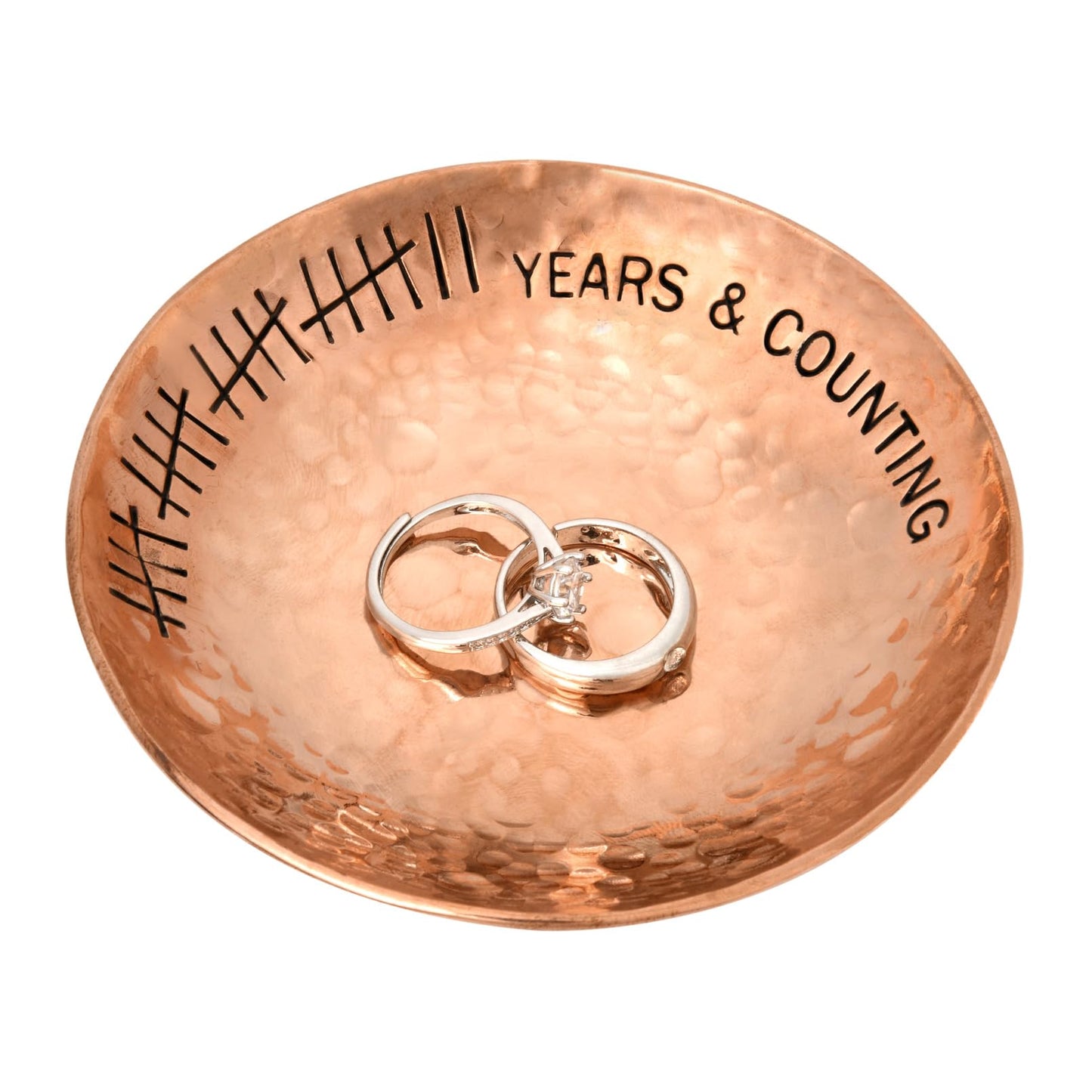 CEELGON 22 Year Wedding Anniversary Copper Gifts 22th Gifts 4" Copper Jewelry Tray Engraved Decorative Dish for Couple Him or Her