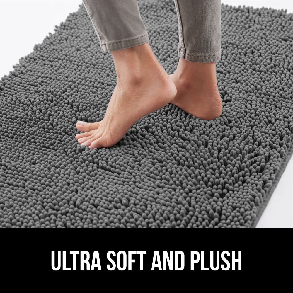 GORILLA GRIP Dog Doormat, Absorbent Doormats for Muddy Dogs Paws, Machine Washable Soakstopper Rugs, Cleaner Floors, US Designed Pet Bed Door Mat, Indoor Entrance Pets Rug, Mats 24x17 Gray