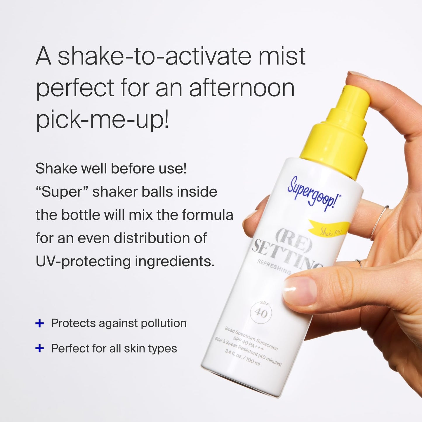 Supergoop! (Re setting Refreshing Mist - 1 fl oz, Pack of 2 - SPF 40 PA+++ Facial Mist - Sets Makeup, Refreshes UV Protection &