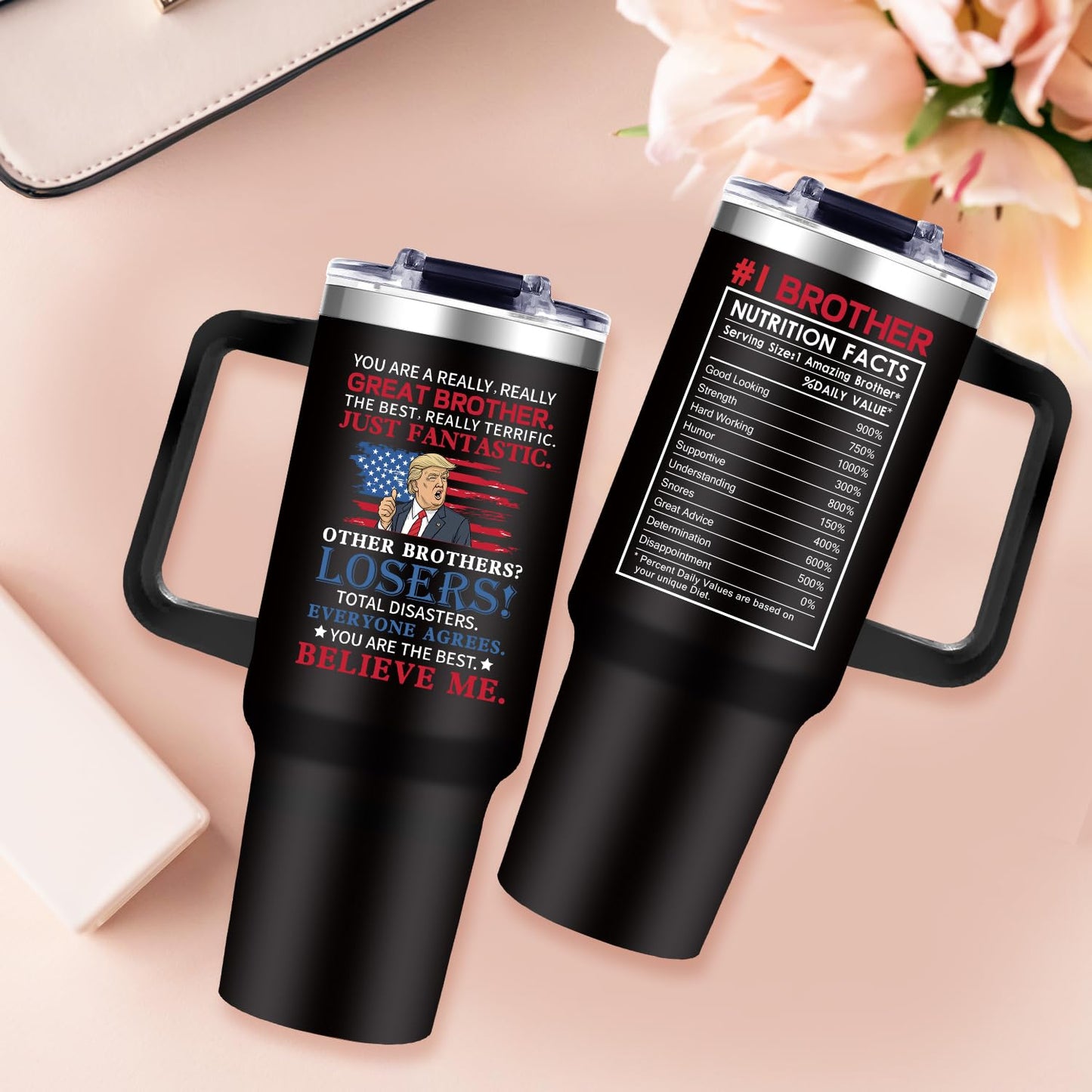 Brother Tumbler Gifts For Fathers Day for Brothers Gift from Sister Big Brother Gifts - Funny 40oz Tumbler- Unique Birthday Present Special Thank You Christmas Gift Cup for Brothers