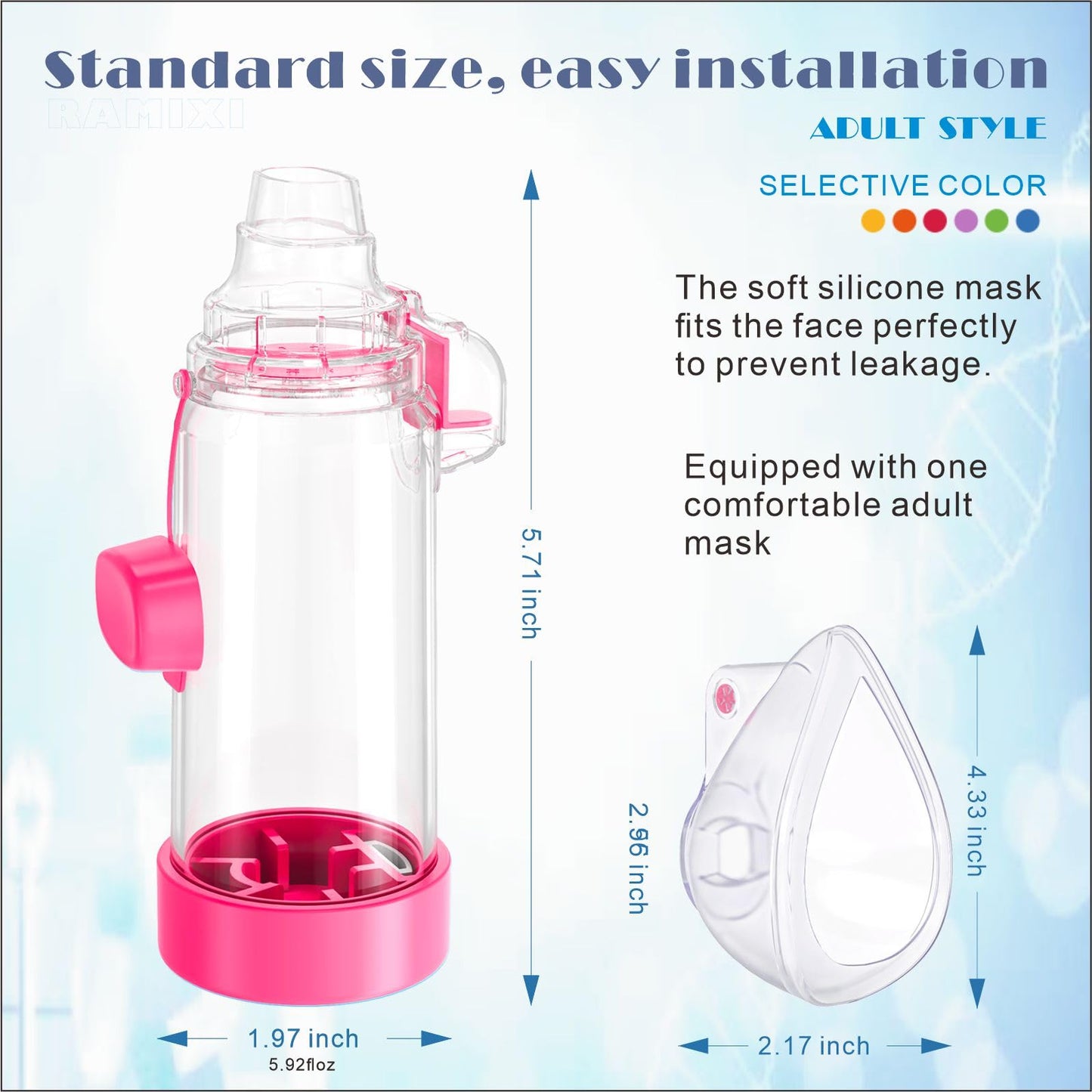 Ramixi Adult & Kids Inhaler Spacer - Orange, Compatible with OTC MDIs